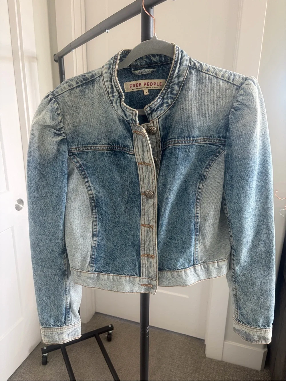 Free People Aubrey Faded Blue Denim Jacket - Picture 5 of 7